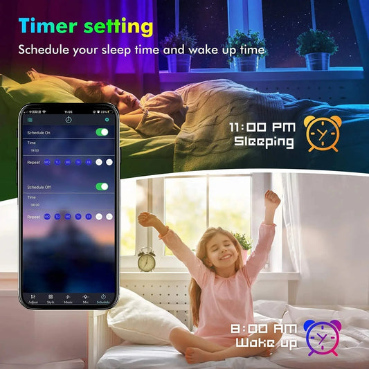 RGB LED Strip Lights Christmas Smart SMD 5050 Bluetooth Festoon Flexible Tape Diode Ribbon Backlight APP Control Home Room Decor
