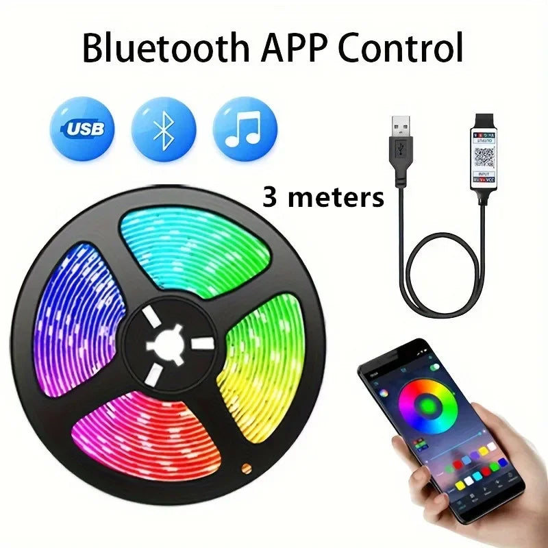 RGB LED Strip Lights Christmas Smart SMD 5050 Bluetooth Festoon Flexible Tape Diode Ribbon Backlight APP Control Home Room Decor