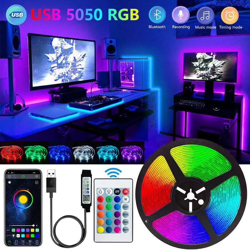 Led USB Strip Light Color Changing 5050 RGB LED Flexible Lights Bluetooth  for Children Gaming Room Home Party TV Backlight