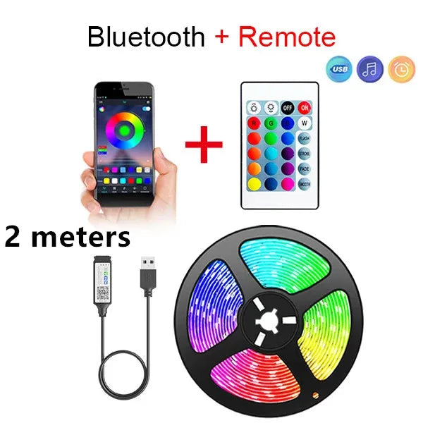 RGB LED Strip Lights Christmas Smart SMD 5050 Bluetooth Festoon Flexible Tape Diode Ribbon Backlight APP Control Home Room Decor