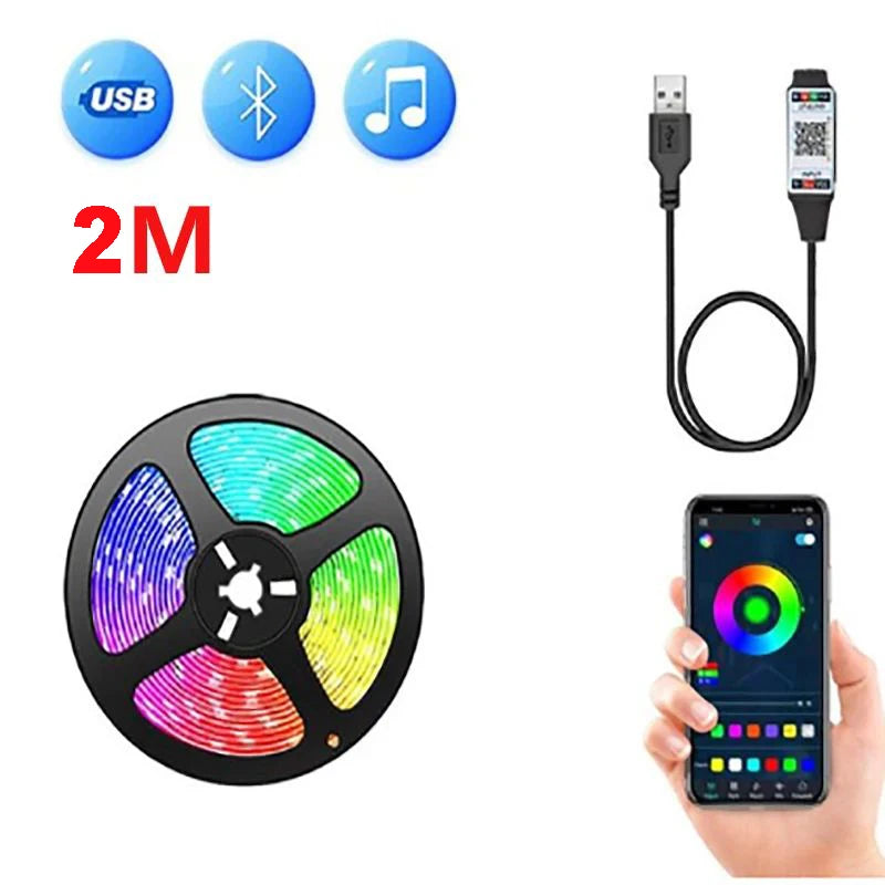 RGB LED Strip Lights Christmas Smart SMD 5050 Bluetooth Festoon Flexible Tape Diode Ribbon Backlight APP Control Home Room Decor